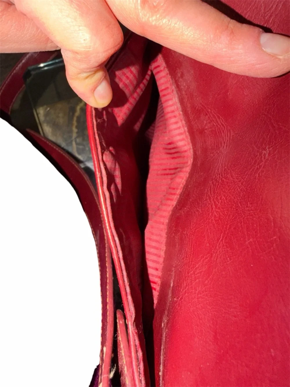 Franklin Covey red leather multi-compartment expandable briefcase/ laptop Bag